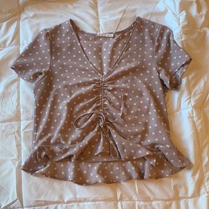 Purple polka dot blouse